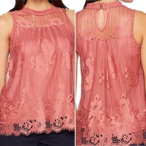 Taylor & Sage Hi-Neck Lace Sleeveless Top